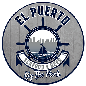 El Puerto · Seafood & Beer · By The Park Logo